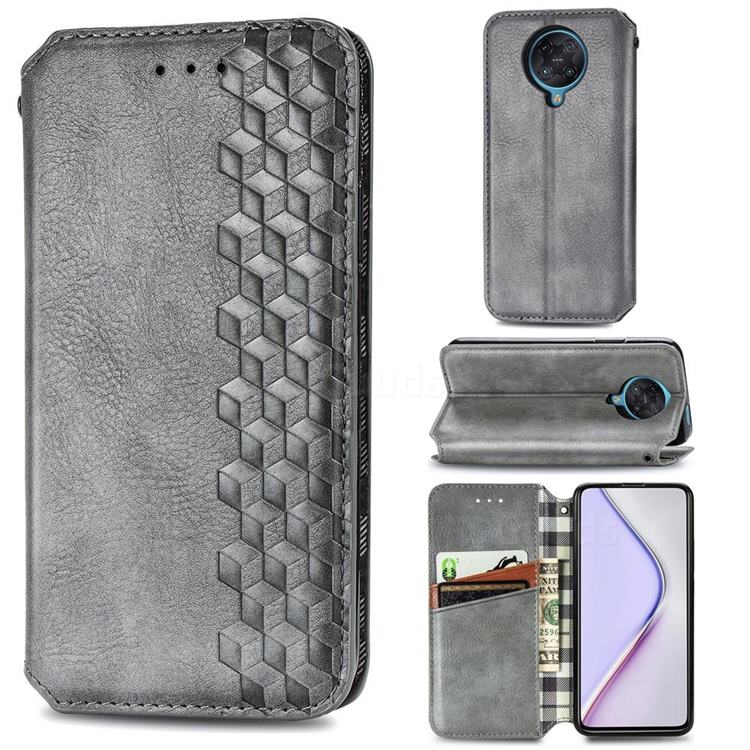 Ultra Slim Fashion Business Card Magnetic Automatic Suction Leather Flip Cover for Xiaomi Redmi K30 Pro - Grey