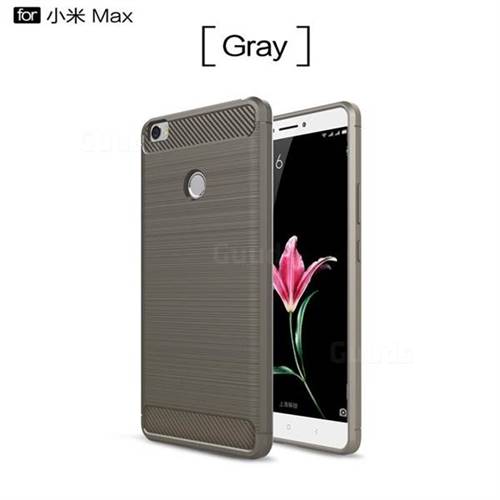 Luxury Carbon Fiber Brushed Wire Drawing Silicone TPU Back Cover for Xiaomi Mi Max (Gray)