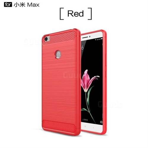 Luxury Carbon Fiber Brushed Wire Drawing Silicone TPU Back Cover for Xiaomi Mi Max (Red)