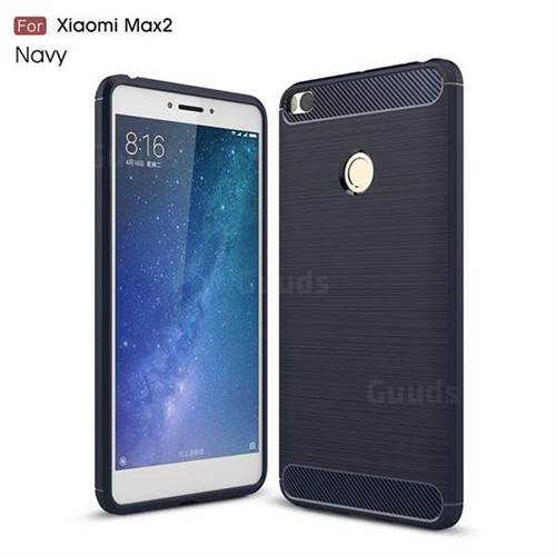Luxury Carbon Fiber Brushed Wire Drawing Silicone TPU Back Cover for Xiaomi Mi Max 2 (Navy)