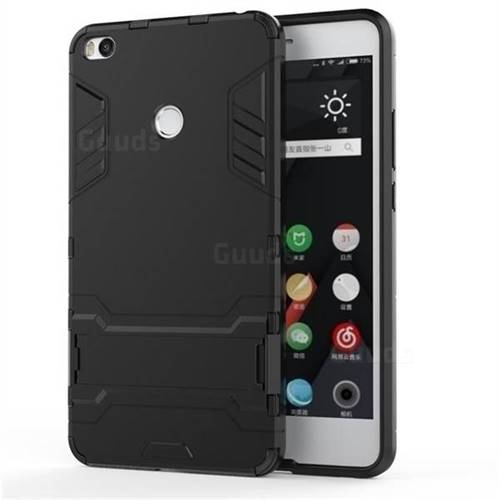 Armor Premium Tactical Grip Kickstand Shockproof Dual Layer Rugged Hard Cover for Xiaomi Mi Max 2 - Black