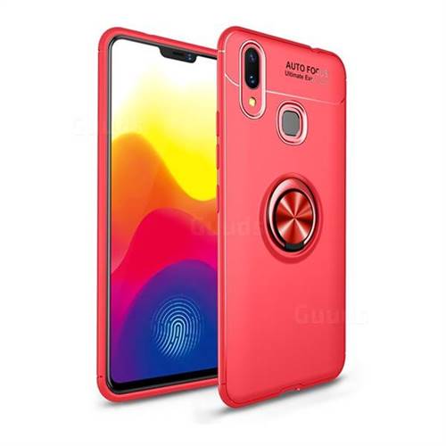 Auto Focus Invisible Ring Holder Soft Phone Case for Xiaomi Mi Max 3 - Red