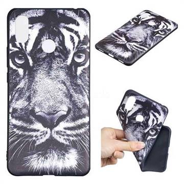 White Tiger 3D Embossed Relief Black TPU Cell Phone Back Cover for Xiaomi Mi Max 3