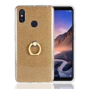 Luxury Soft TPU Glitter Back Ring Cover with 360 Rotate Finger Holder Buckle for Xiaomi Mi Max 3 - Golden