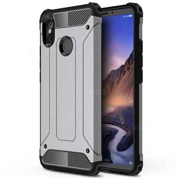 King Kong Armor Premium Shockproof Dual Layer Rugged Hard Cover for Xiaomi Mi Max 3 - Silver Grey