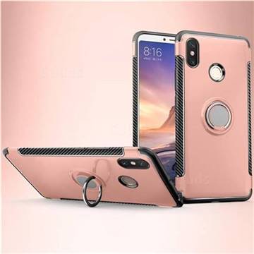Armor Anti Drop Carbon PC + Silicon Invisible Ring Holder Phone Case for Xiaomi Mi Max 3 - Rose Gold