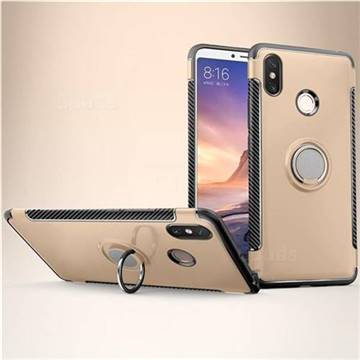 Armor Anti Drop Carbon PC + Silicon Invisible Ring Holder Phone Case for Xiaomi Mi Max 3 - Champagne