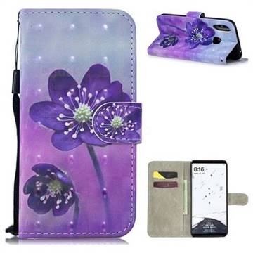 Purple Flower 3D Painted Leather Wallet Phone Case for Xiaomi Mi Max 3
