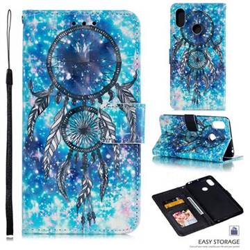 Blue Wind Chime 3D Painted Leather Phone Wallet Case for Xiaomi Mi Max 3