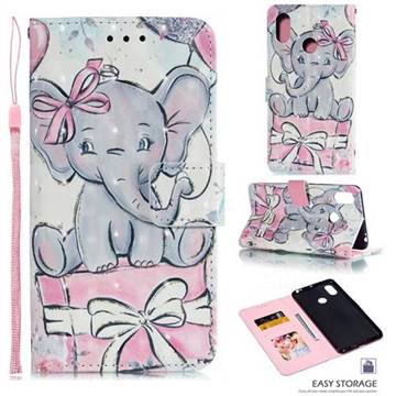 Bow Elephant 3D Painted Leather Phone Wallet Case for Xiaomi Mi Max 3