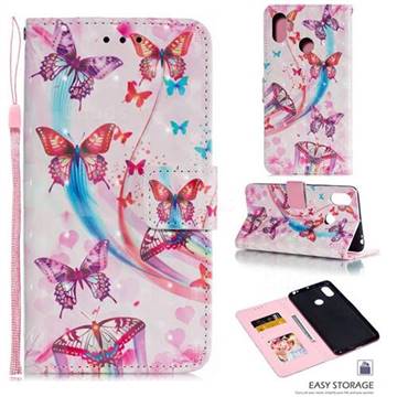 Ribbon Flying Butterfly 3D Painted Leather Phone Wallet Case for Xiaomi Mi Max 3