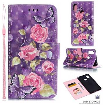 Purple Butterfly Flower 3D Painted Leather Phone Wallet Case for Xiaomi Mi Max 3