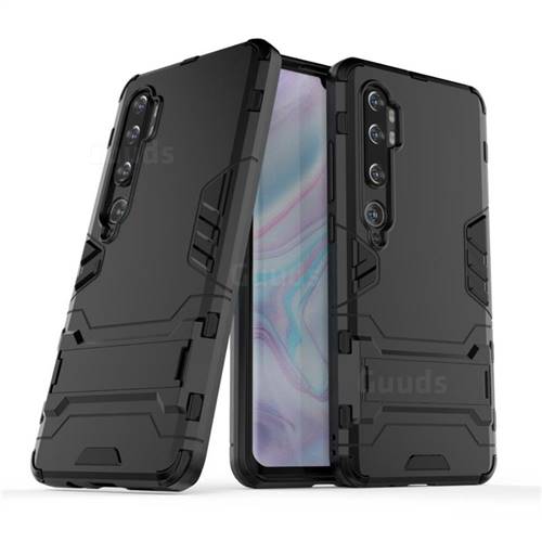 Armor Premium Tactical Grip Kickstand Shockproof Dual Layer Rugged Hard Cover for Xiaomi Mi Note 10 / Note 10 Pro / CC9 Pro - Black
