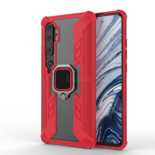 Predator Armor Metal Ring Grip Shockproof Dual Layer Rugged Hard Cover for Xiaomi Mi Note 10 / Note 10 Pro / CC9 Pro - Red