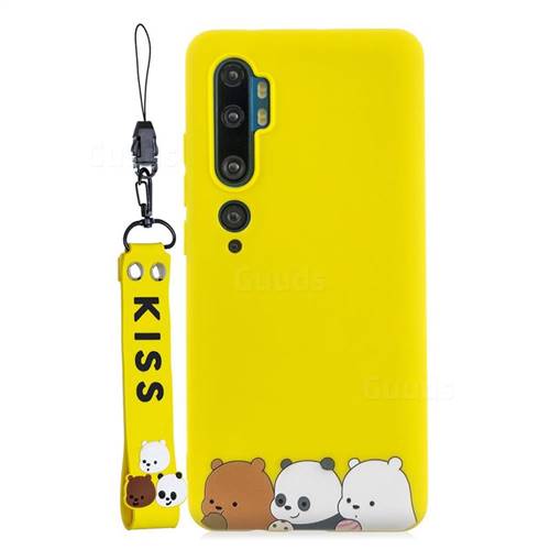 Yellow Bear Family Soft Kiss Candy Hand Strap Silicone Case for Xiaomi Mi Note 10 / Note 10 Pro / CC9 Pro