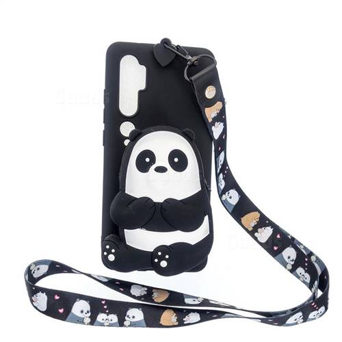Cute Panda Neck Lanyard Zipper Wallet Silicone Case for Xiaomi Mi Note 10 / Note 10 Pro / CC9 Pro