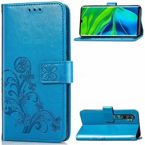 Embossing Imprint Four-Leaf Clover Leather Wallet Case for Xiaomi Mi Note 10 / Note 10 Pro / CC9 Pro - Blue