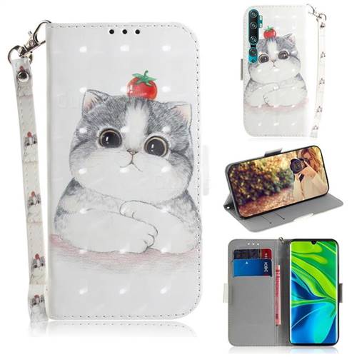 Cute Tomato Cat 3D Painted Leather Wallet Phone Case for Xiaomi Mi Note 10 / Note 10 Pro / CC9 Pro