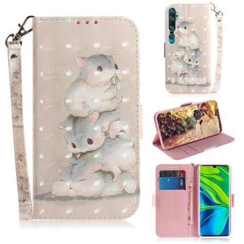 Three Squirrels 3D Painted Leather Wallet Phone Case for Xiaomi Mi Note 10 / Note 10 Pro / CC9 Pro