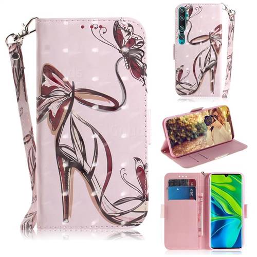 Butterfly High Heels 3D Painted Leather Wallet Phone Case for Xiaomi Mi Note 10 / Note 10 Pro / CC9 Pro