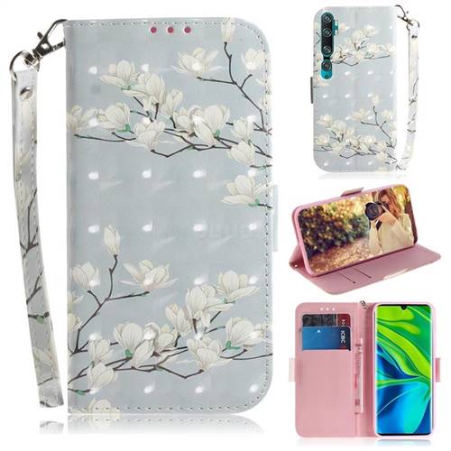 Magnolia Flower 3D Painted Leather Wallet Phone Case for Xiaomi Mi Note 10 / Note 10 Pro / CC9 Pro