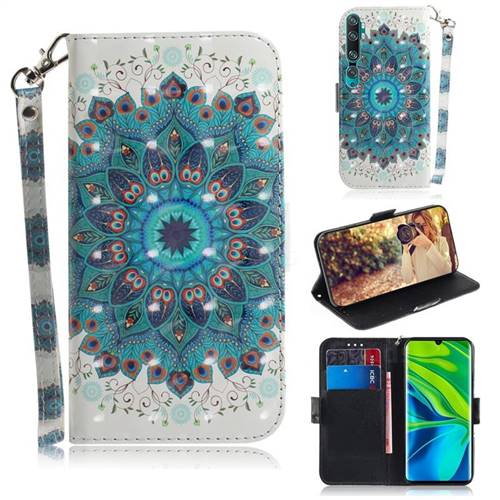 Peacock Mandala 3D Painted Leather Wallet Phone Case for Xiaomi Mi Note 10 / Note 10 Pro / CC9 Pro