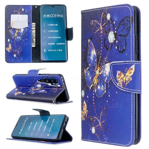 Purple Butterfly Leather Wallet Case for Xiaomi Mi Note 10 / Note 10 Pro / CC9 Pro