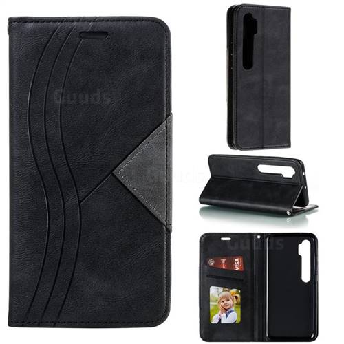 Retro S Streak Magnetic Leather Wallet Phone Case for Xiaomi Mi Note 10 / Note 10 Pro / CC9 Pro - Black