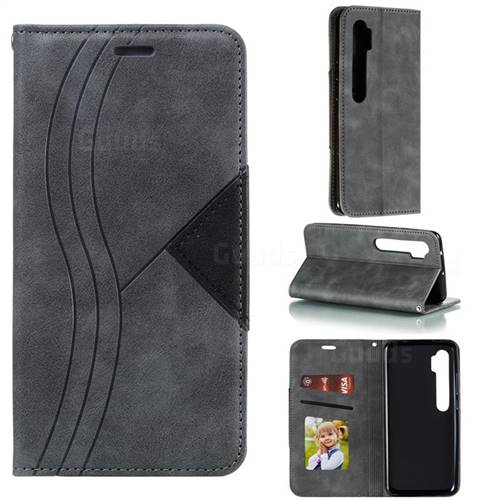 Retro S Streak Magnetic Leather Wallet Phone Case for Xiaomi Mi Note 10 / Note 10 Pro / CC9 Pro - Gray