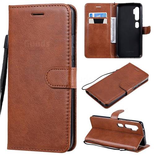 Retro Greek Classic Smooth PU Leather Wallet Phone Case for Xiaomi Mi Note 10 / Note 10 Pro / CC9 Pro - Brown