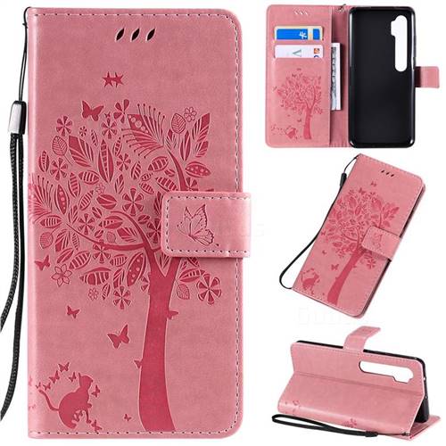 Embossing Butterfly Tree Leather Wallet Case for Xiaomi Mi Note 10 / Note 10 Pro / CC9 Pro - Pink