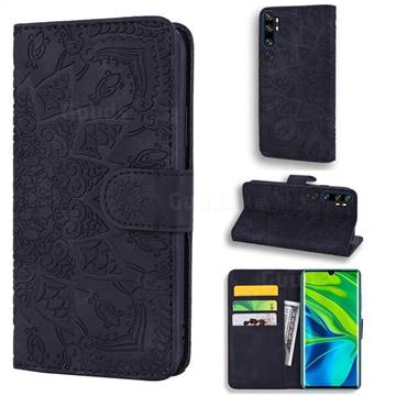 Retro Embossing Mandala Flower Leather Wallet Case for Xiaomi Mi Note 10 / Note 10 Pro / CC9 Pro - Black