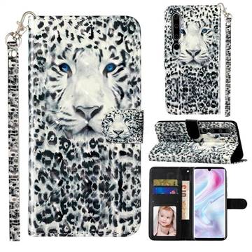 White Leopard 3D Leather Phone Holster Wallet Case for Xiaomi Mi Note 10 / Note 10 Pro / CC9 Pro