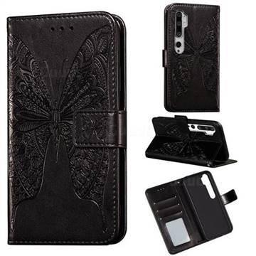 Intricate Embossing Vivid Butterfly Leather Wallet Case for Xiaomi Mi Note 10 / Note 10 Pro / CC9 Pro - Black