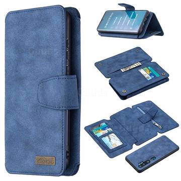 Binfen Color BF07 Frosted Zipper Bag Multifunction Leather Phone Wallet for Xiaomi Mi Note 10 / Note 10 Pro / CC9 Pro - Blue