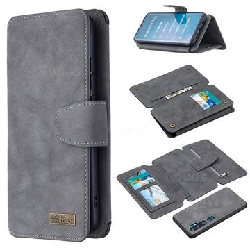 Binfen Color BF07 Frosted Zipper Bag Multifunction Leather Phone Wallet for Xiaomi Mi Note 10 / Note 10 Pro / CC9 Pro - Gray
