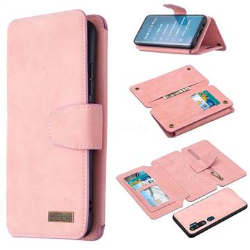 Binfen Color BF07 Frosted Zipper Bag Multifunction Leather Phone Wallet for Xiaomi Mi Note 10 / Note 10 Pro / CC9 Pro - Pink
