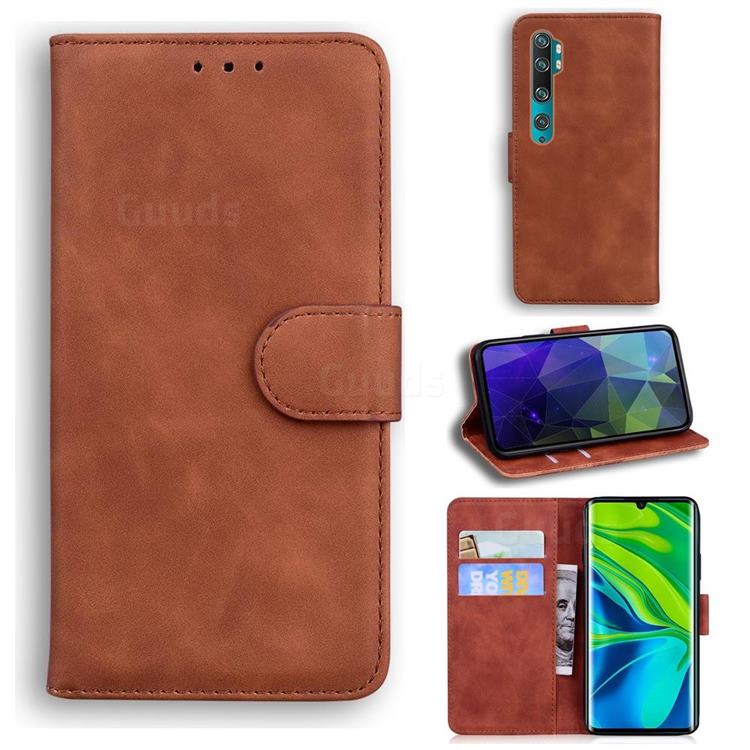 Retro Classic Skin Feel Leather Wallet Phone Case for Xiaomi Mi Note 10 / Note 10 Pro / CC9 Pro - Brown