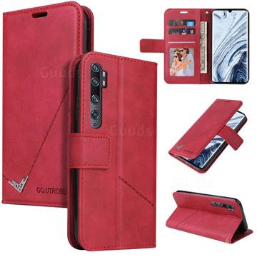 GQ.UTROBE Right Angle Silver Pendant Leather Wallet Phone Case for Xiaomi Mi Note 10 / Note 10 Pro / CC9 Pro - Red