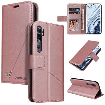 GQ.UTROBE Right Angle Silver Pendant Leather Wallet Phone Case for Xiaomi Mi Note 10 / Note 10 Pro / CC9 Pro - Rose Gold