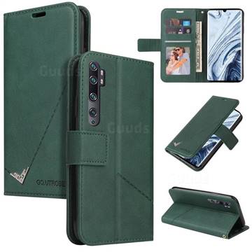 GQ.UTROBE Right Angle Silver Pendant Leather Wallet Phone Case for Xiaomi Mi Note 10 / Note 10 Pro / CC9 Pro - Green