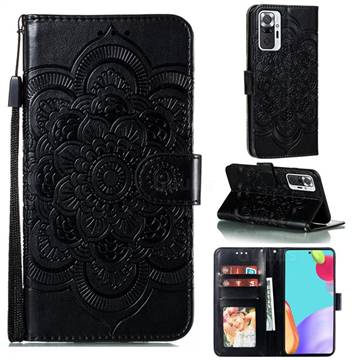 Intricate Embossing Datura Solar Leather Wallet Case for Xiaomi Mi Note 10 / Note 10 Pro / CC9 Pro - Black