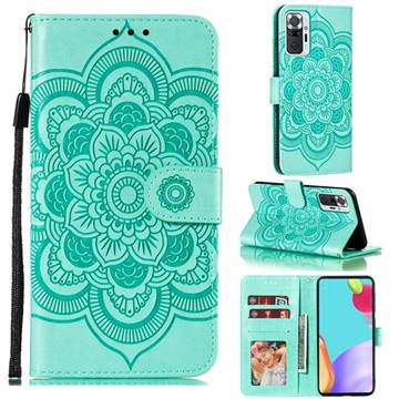 Intricate Embossing Datura Solar Leather Wallet Case for Xiaomi Mi Note 10 / Note 10 Pro / CC9 Pro - Green