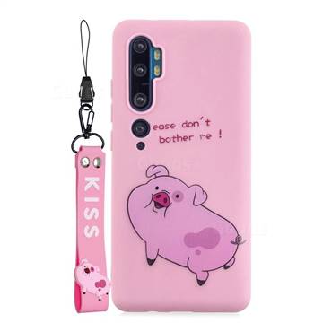 Pink Cute Pig Soft Kiss Candy Hand Strap Silicone Case for Xiaomi Mi Note 10 Lite
