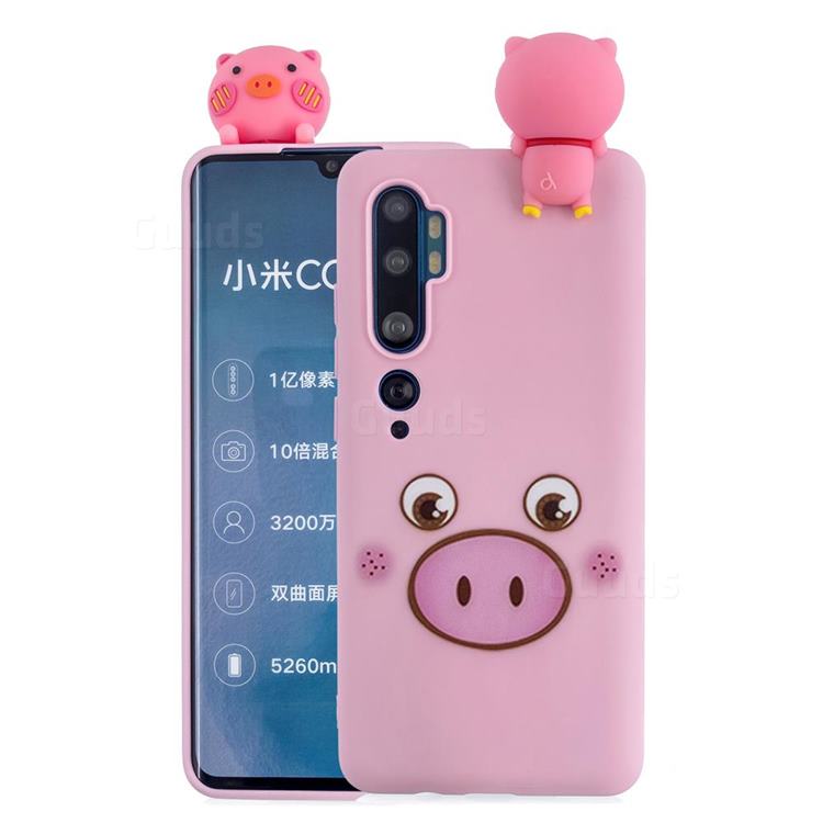 Small Pink Pig Soft 3D Climbing Doll Soft Case for Xiaomi Mi Note 10 Lite