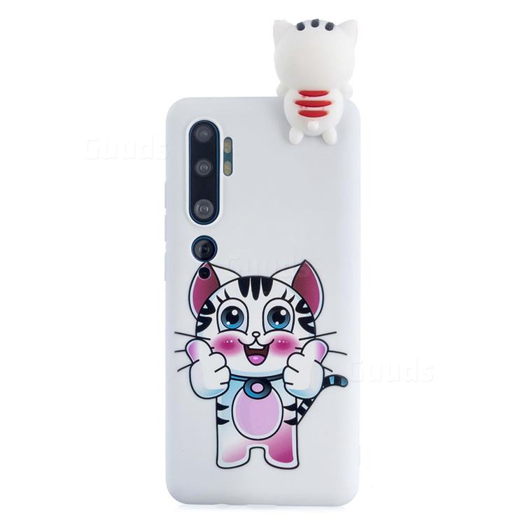 Cute Pink Kitten Soft 3D Climbing Doll Soft Case for Xiaomi Mi Note 10 Lite