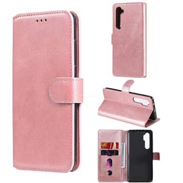 Retro Calf Matte Leather Wallet Phone Case for Xiaomi Mi Note 10 Lite - Pink
