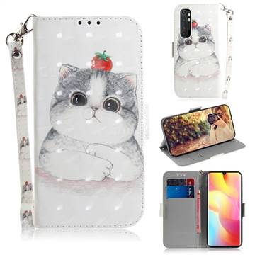 Cute Tomato Cat 3D Painted Leather Wallet Phone Case for Xiaomi Mi Note 10 Lite