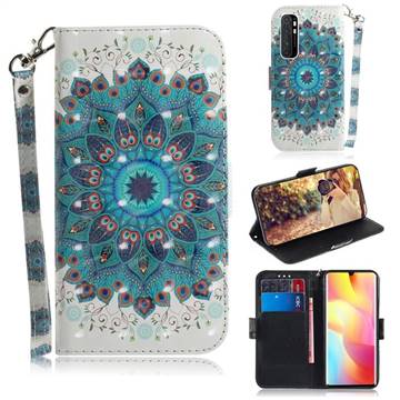 Peacock Mandala 3D Painted Leather Wallet Phone Case for Xiaomi Mi Note 10 Lite