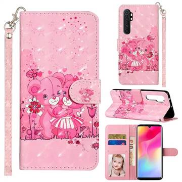 Pink Bear 3D Leather Phone Holster Wallet Case for Xiaomi Mi Note 10 Lite